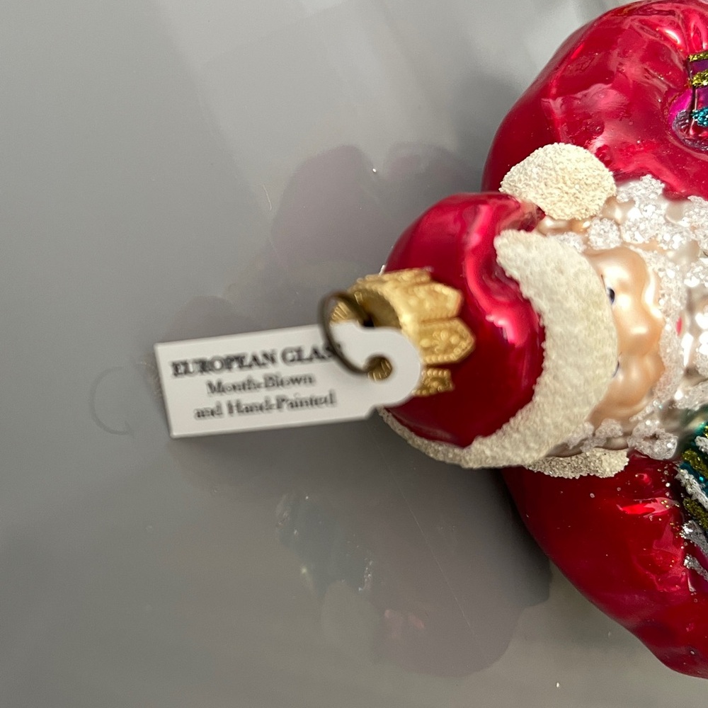 Neiman Marcus Santa Claus with presents 2017 Ornament - Red, Green and Cream - Picture 3 of 8